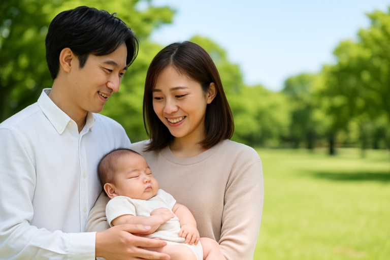 ご家族のサポート - Japanese family with an infant